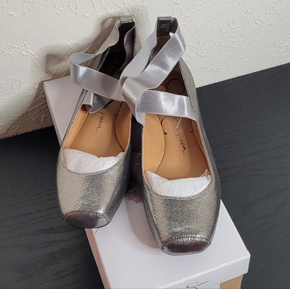 BRAND NEW!! Jessica Simpson Mandalaye Pewter Ballet Flats Size 8.5 M- With Box